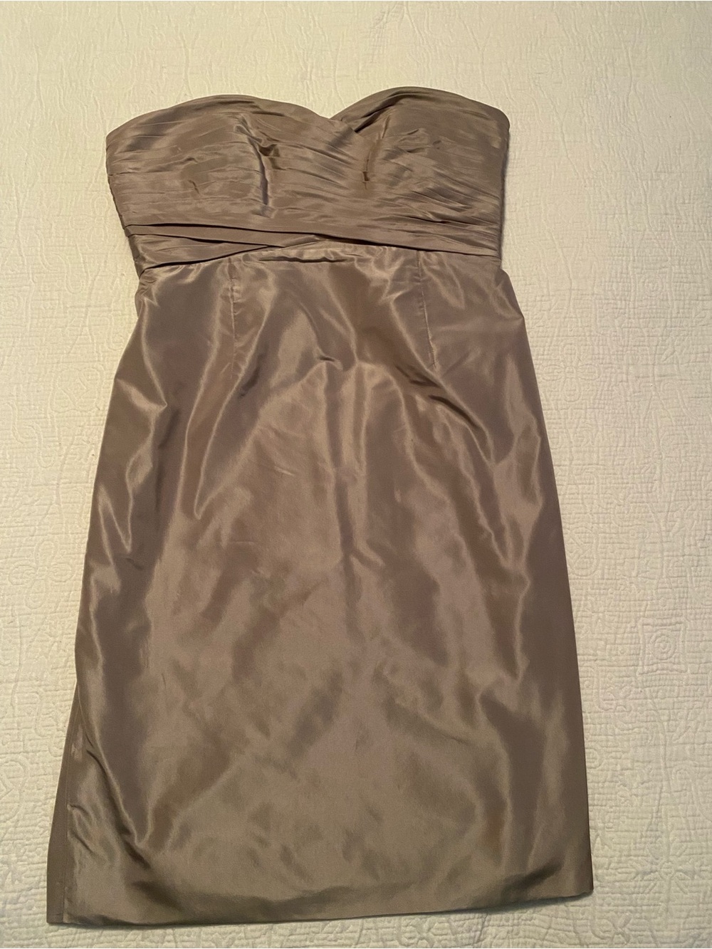 J. Crew Strapless Satin Sheath Dress in Silver